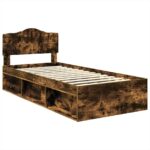 vidaXL Rám postele Dymová dub 100 x 200 cm Masívne borovicové drevo – Obrázok 4