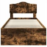 vidaXL Rám postele Dymová dub 100 x 200 cm Masívne borovicové drevo – Obrázok 7