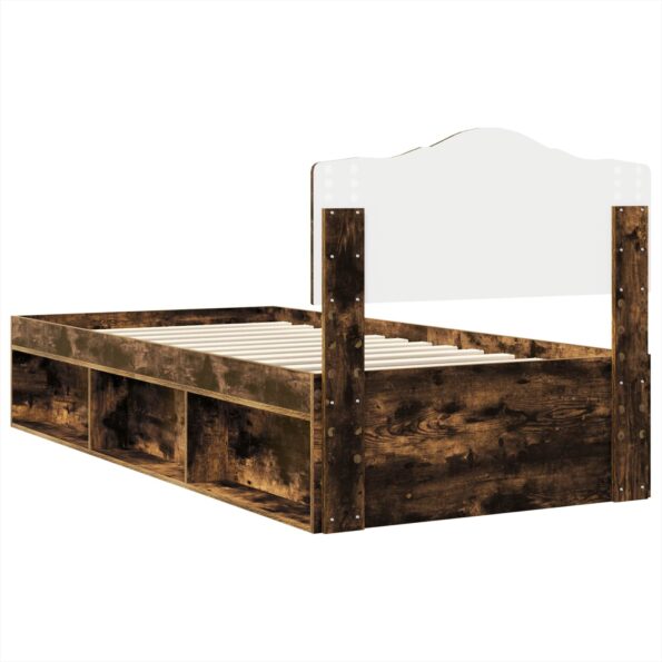 vidaXL Rám postele Dymová dub 100 x 200 cm Masívne borovicové drevo – Obrázok 9