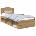 vidaXL Rám postele s čelnou doskou Remeselnícky dub 100 x 200 cm – Obrázok 2