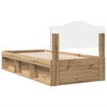 vidaXL Rám postele s čelnou doskou Remeselnícky dub 100 x 200 cm – Obrázok 9