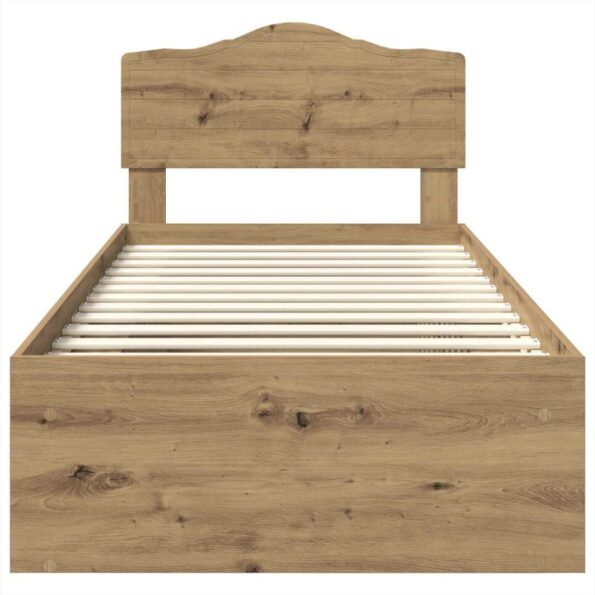 vidaXL Rám postele s čelnou doskou Remeselnícky dub 90 x 190 cm – Obrázok 7