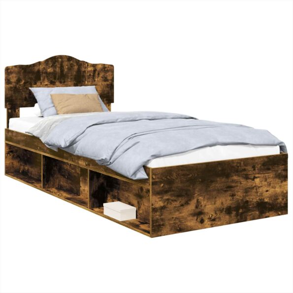 vidaXL Rám postele Dymová dub 75 x 190 cm Masívne borovicové drevo – Obrázok 2