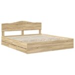 vidaXL Rám postele Sonoma dub 200 x 200 cm Inžinierske drevo – Obrázok 4