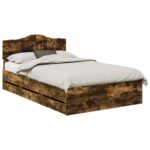 vidaXL Rám postele Dymová dub 120 x 200 cm Inžinierske drevo – Obrázok 2