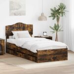 vidaXL Rám postele Dymová dub 100 x 200 cm Inžinierske drevo