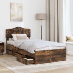 vidaXL Rám postele Dymová dub 100 x 200 cm Inžinierske drevo – Obrázok 3