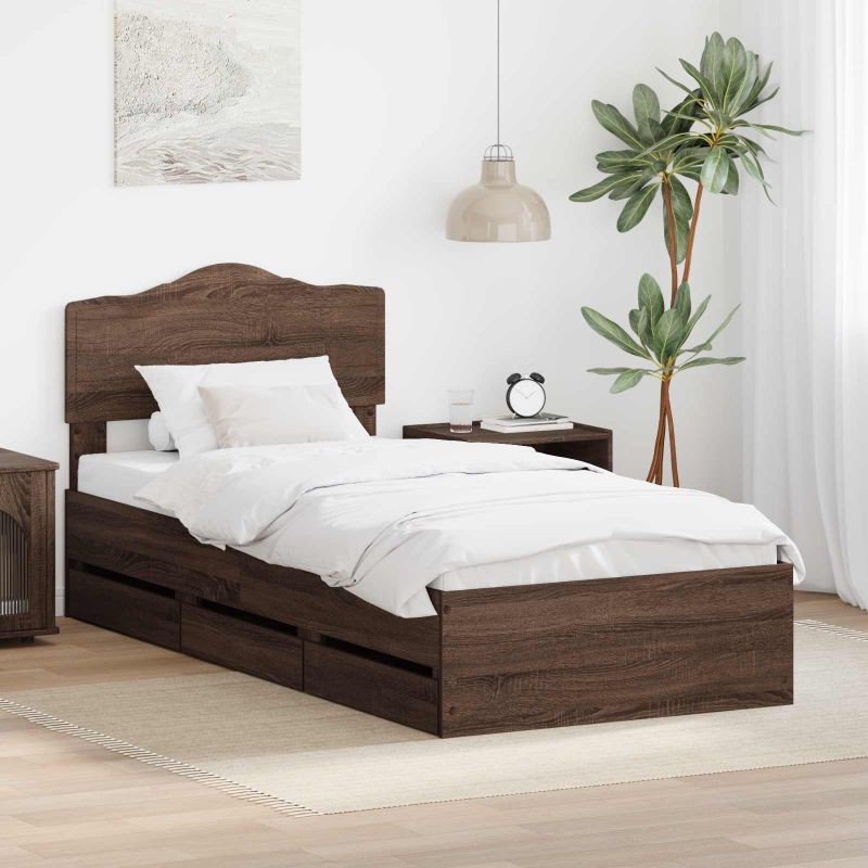 3413039_1.jpg vidaXL Rám postele Hnedý dub 100 x 200 cm Inžinierske drevo – Obrázok 1