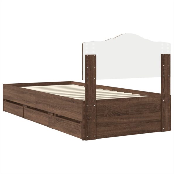 vidaXL Rám postele Hnedý dub 100 x 200 cm Inžinierske drevo – Obrázok 10