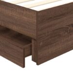 vidaXL Rám postele Hnedý dub 100 x 200 cm Inžinierske drevo – Obrázok 11