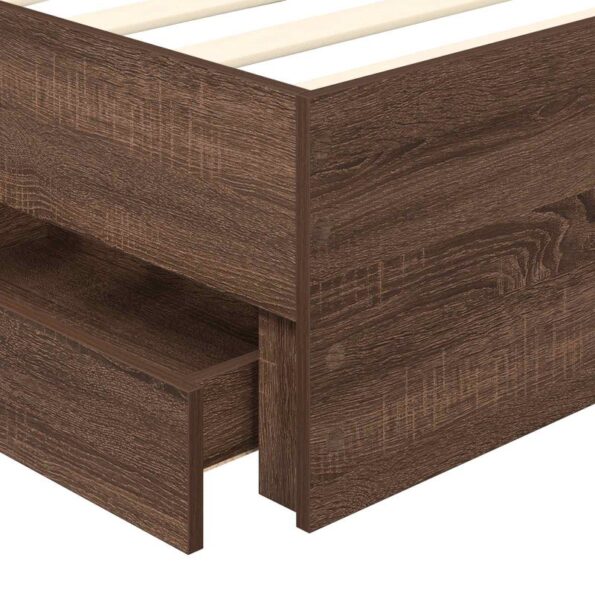 vidaXL Rám postele Hnedý dub 100 x 200 cm Inžinierske drevo – Obrázok 11