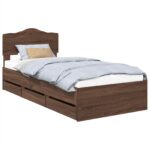 vidaXL Rám postele Hnedý dub 100 x 200 cm Inžinierske drevo – Obrázok 2