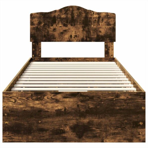 vidaXL Rám postele Dymová dub 90 x 190 cm Inžinierske drevo – Obrázok 8