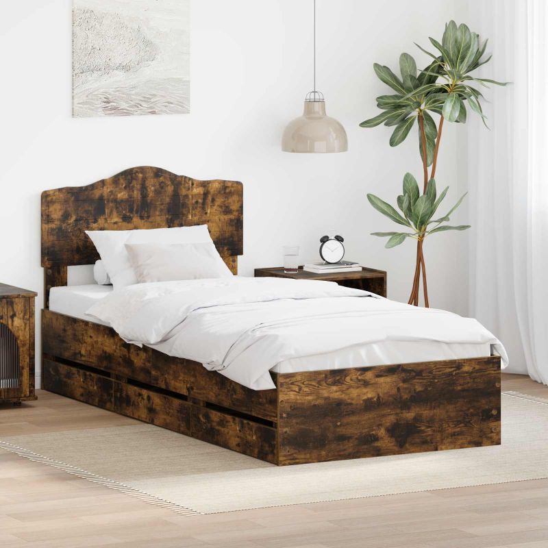 3413051_1.jpg vidaXL Rám postele Dymová dub 90 x 190 cm Inžinierske drevo – Obrázok 1