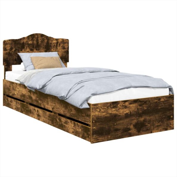 vidaXL Rám postele Dymová dub 90 x 190 cm Inžinierske drevo – Obrázok 2