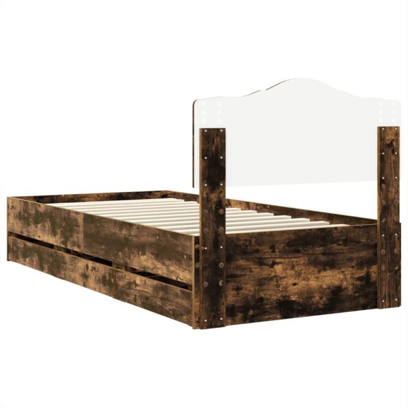 vidaXL Rám postele Dymová dub 75 x 190 cm Inžinierske drevo – Obrázok 10