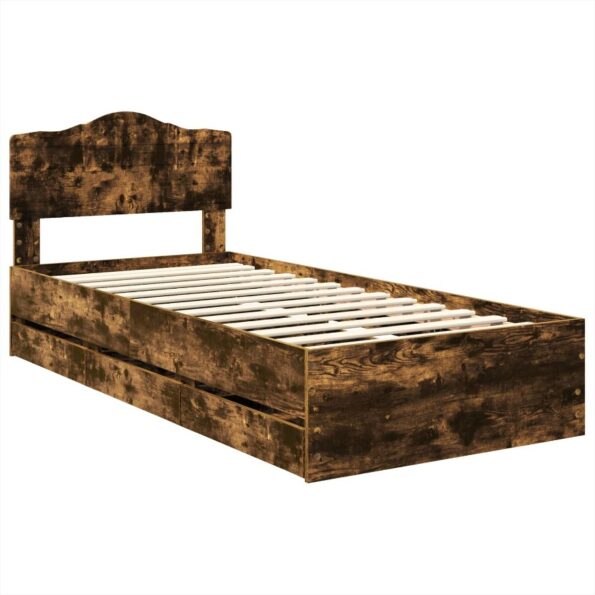 vidaXL Rám postele Dymová dub 75 x 190 cm Inžinierske drevo – Obrázok 4