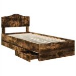 vidaXL Rám postele Dymová dub 75 x 190 cm Inžinierske drevo – Obrázok 5