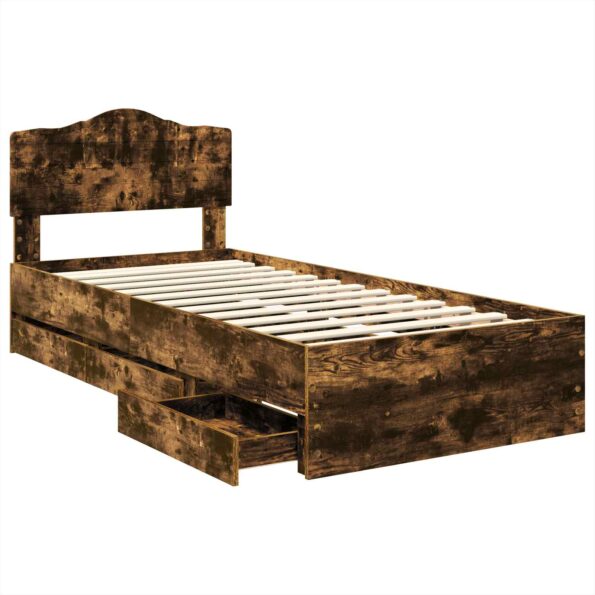 vidaXL Rám postele Dymová dub 75 x 190 cm Inžinierske drevo – Obrázok 5