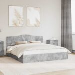 vidaXL Úložná posteľ Betónová šedá 200 x 200 cm Kompozitné drevo