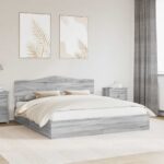 vidaXL Úložná posteľ Sivý Sonoma 200 x 200 cm Kompozitné drevo