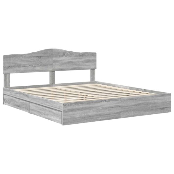 vidaXL Úložná posteľ Sivý Sonoma 200 x 200 cm Kompozitné drevo – Obrázok 4