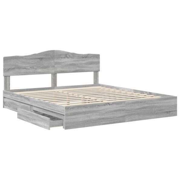 vidaXL Úložná posteľ Sivý Sonoma 200 x 200 cm Kompozitné drevo – Obrázok 5