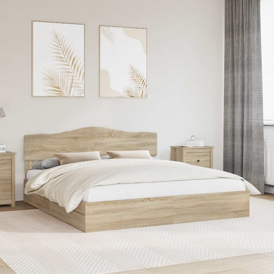 3413070_1.jpg vidaXL Úložná posteľ Sonoma dub 180 x 200 cm Kompozitné drevo – Obrázok 1