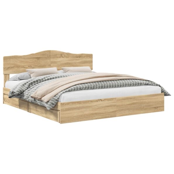 vidaXL Úložná posteľ Sonoma dub 180 x 200 cm Kompozitné drevo – Obrázok 2