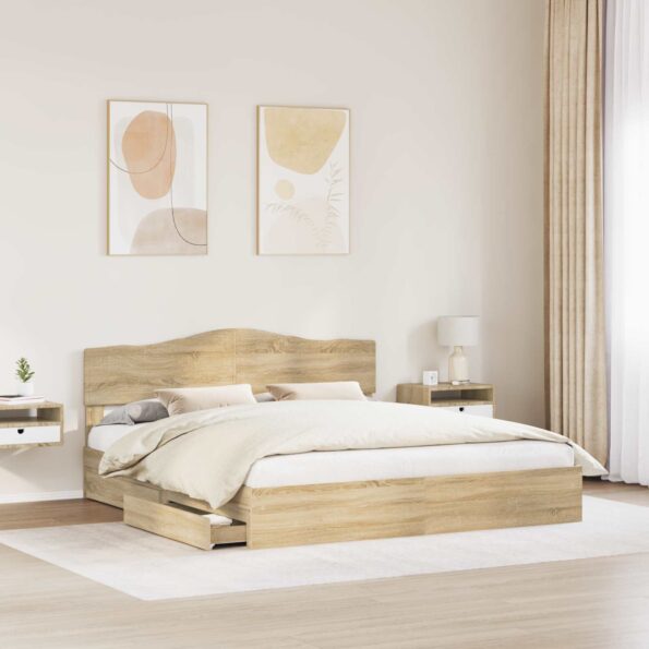 vidaXL Úložná posteľ Sonoma dub 180 x 200 cm Kompozitné drevo – Obrázok 3