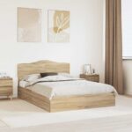 vidaXL Úložná posteľ Sonoma dub 150 x 200 cm Kompozitné drevo