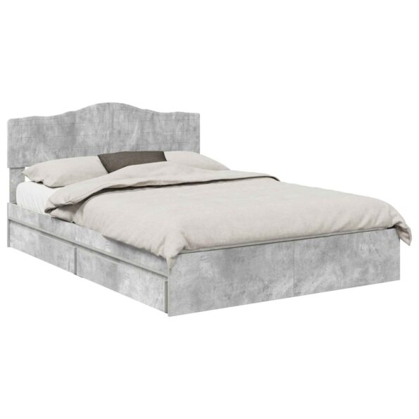 vidaXL Úložná posteľ Betónová šedá 150 x 200 cm Kompozitné drevo – Obrázok 2