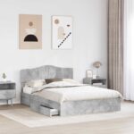 vidaXL Úložná posteľ Betónová šedá 150 x 200 cm Kompozitné drevo – Obrázok 3