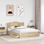 vidaXL Úložná posteľ Sonoma dub 140 x 200 cm Kompozitné drevo – Obrázok 3