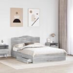 vidaXL Úložná posteľ Sivý Sonoma 140 x 200 cm Kompozitné drevo – Obrázok 3