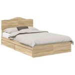 vidaXL Úložná posteľ Sonoma dub 135 x 190 cm Kompozitné drevo – Obrázok 2