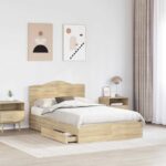 vidaXL Úložná posteľ Sonoma dub 135 x 190 cm Kompozitné drevo – Obrázok 3