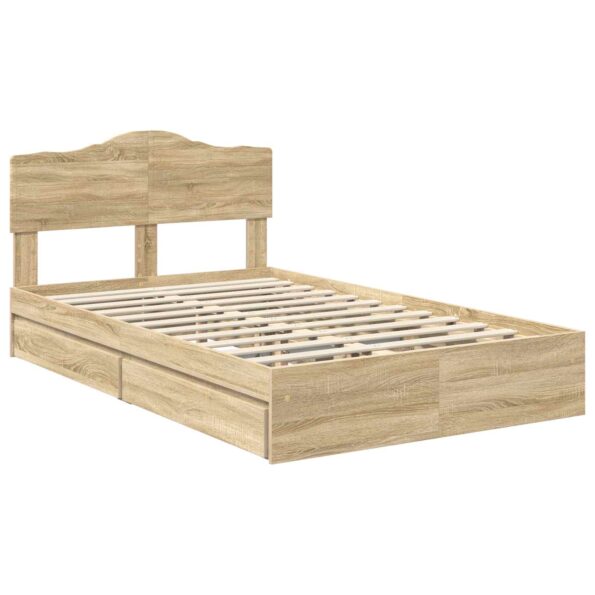 vidaXL Úložná posteľ Sonoma dub 135 x 190 cm Kompozitné drevo – Obrázok 4