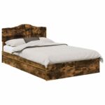 vidaXL Úložná posteľ Dymová dub 135 x 190 cm Kompozitné drevo – Obrázok 2