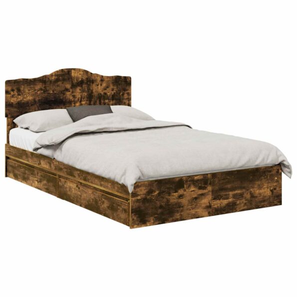 vidaXL Úložná posteľ Dymová dub 135 x 190 cm Kompozitné drevo – Obrázok 2