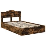 vidaXL Úložná posteľ Dymová dub 135 x 190 cm Kompozitné drevo – Obrázok 4