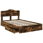 vidaXL Úložná posteľ Dymová dub 135 x 190 cm Kompozitné drevo – Obrázok 5