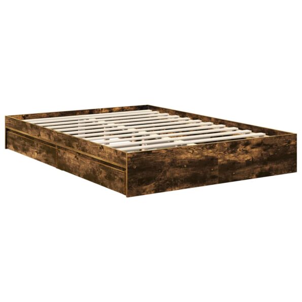 vidaXL Úložná posteľ Dymová dub 135 x 190 cm Kompozitné drevo – Obrázok 6