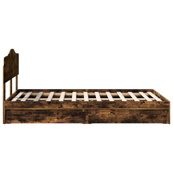 vidaXL Úložná posteľ Dymová dub 135 x 190 cm Kompozitné drevo – Obrázok 9
