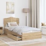 vidaXL Úložná posteľ Sonoma dub 90 x 200 cm Kompozitné drevo – Obrázok 3