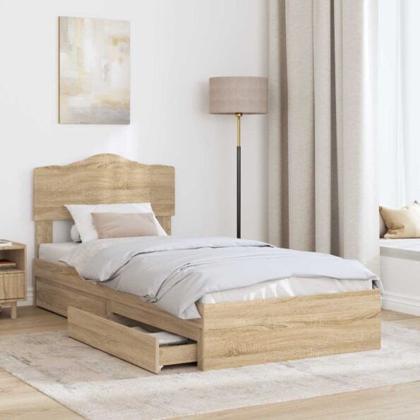 vidaXL Úložná posteľ Sonoma dub 90 x 200 cm Kompozitné drevo – Obrázok 3