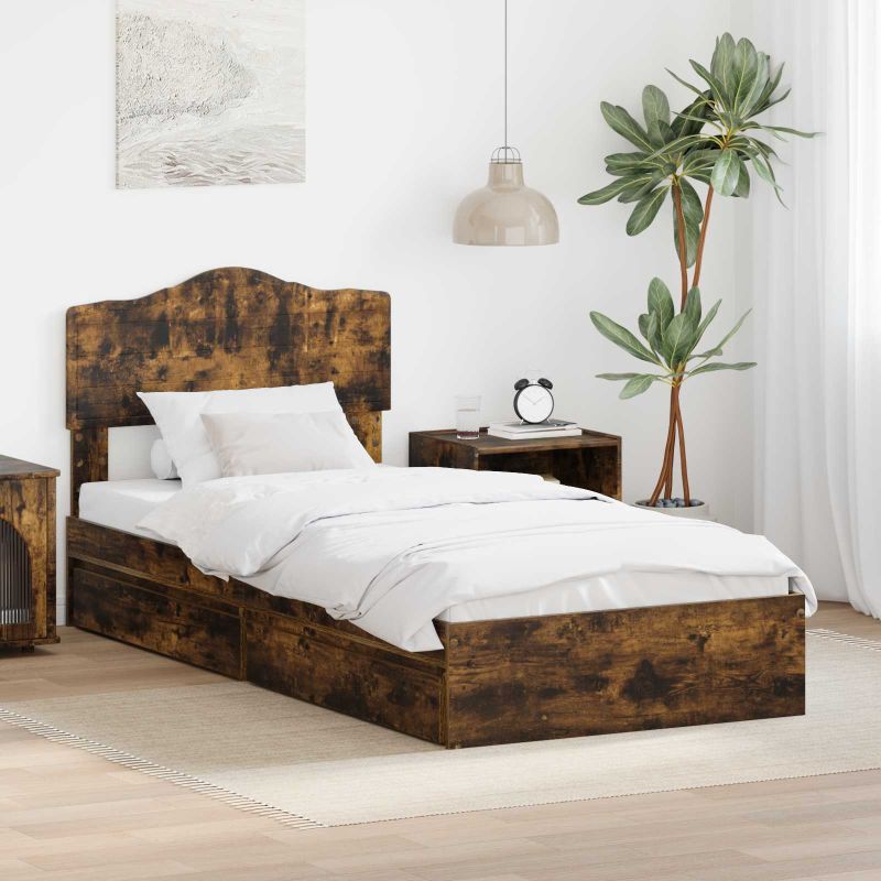 3413135_1.jpg vidaXL Úložná posteľ Dymová dub 90 x 200 cm Kompozitné drevo – Obrázok 1