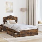 vidaXL Úložná posteľ Dymová dub 90 x 200 cm Kompozitné drevo – Obrázok 3