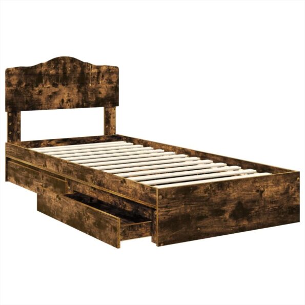 vidaXL Úložná posteľ Dymová dub 90 x 200 cm Kompozitné drevo – Obrázok 5