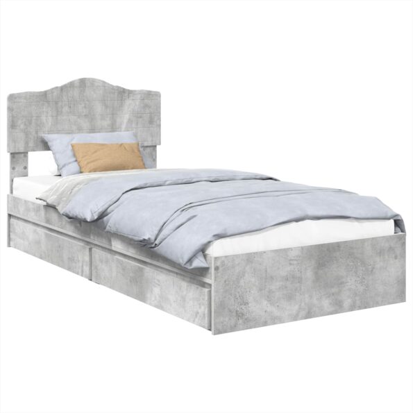 vidaXL Úložná posteľ Betónová šedá 90 x 190 cm Kompozitné drevo – Obrázok 2